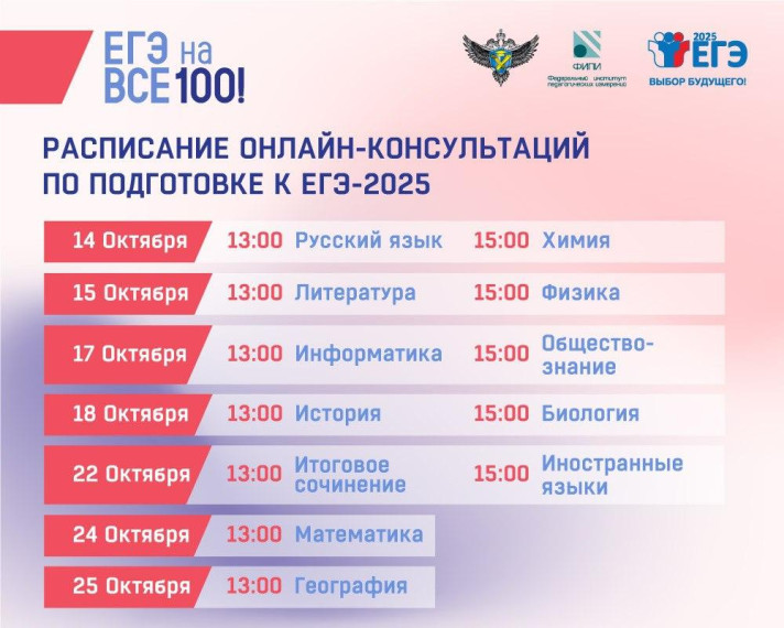 онлайн-консультаций по ЕГЭ «На все 100!».